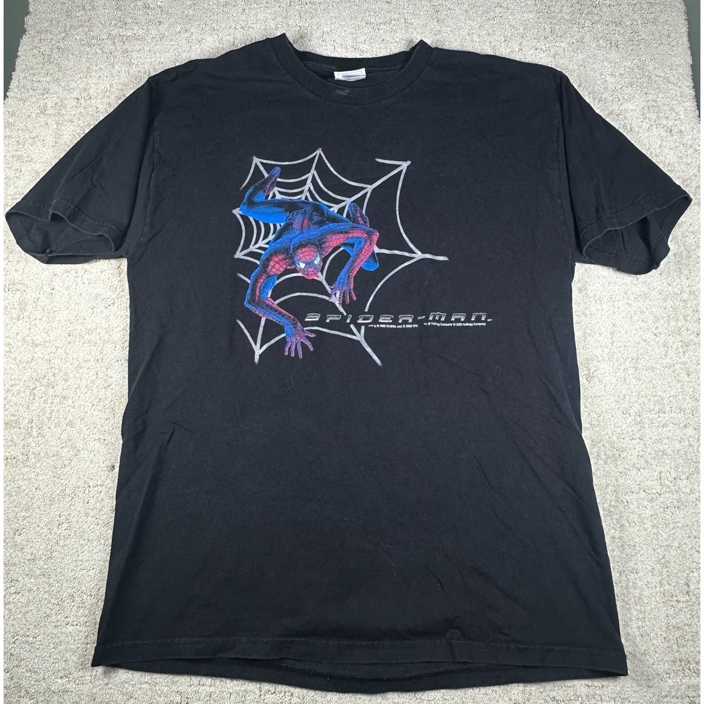 Vintage Spiderman Black Promo Movie Marvel Mens 2002 Pop Tarts T-Shirt Sz Large